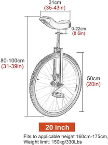 JINCAN 20-inch Unicycle, Balance Cycling Bicycle, Outdoor Sports Fitness Safety, Comfort