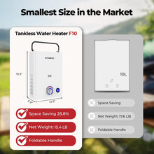 Load image into Gallery viewer, CAMPLUX Tankless Water Heater Propane, 2.64 GPM Portable Outdoor Water Heater, Compact Design with Carry Handle, 3 Seconds Instant Hot Water, LCD Display, Easy Operation for Camping, RV, Off-Grid ﻿
