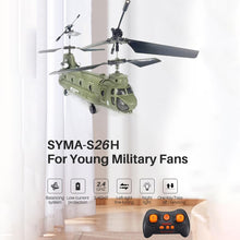 Load image into Gallery viewer, 2.4G 3CH RC Helicopter, S026H Military Transport RC Helicopter with Altitude Hold, One Key Take Off/Landing, LED Light
