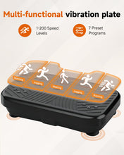 Load image into Gallery viewer, WATEYA Vibration Plate Exercise Machine, Vibrating Platform for Lymphatic Drainage with 200 Adjustable Speeds, Power Vibration Plate for Weight Loss &amp; Fitness, Supports Max Weight 450 Lbs (Black)

