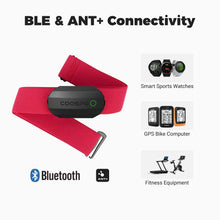 Load image into Gallery viewer, COOSPO Bluetooth Heart Rate Monitor Chest Strap H808S, ANT+ BLE HR Monitor Chest, HRM IP67 Waterproof -Black Red
