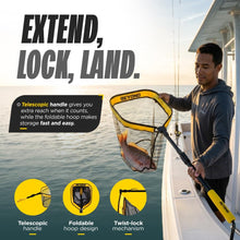 Load image into Gallery viewer, Beyond Braid Floating Fishing Net with Handle – Folding Fishing Net for Easy Storage – Telescopic Landing Net for Bass, Trout, Kayak &amp; Boat Fishing – Durable, Lightweight &amp; Fish Friendly
