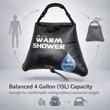 Load image into Gallery viewer, suvast Solar Shower Bag, 4 Gallon/15L, TPU Portable Solar Shower for Camping &amp; Outdoor Cleaning, with Hose and Carry Bag
