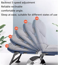 Load image into Gallery viewer, Portable Folding Camping Cot, Outdoor Patio Folding Lounge Chair Sleeping Cots Bed Adjustable 5-Position Adults Reclining Folding Chaise with Pillow, Perfect for Camping, Pool, Beach, Patio Durable
