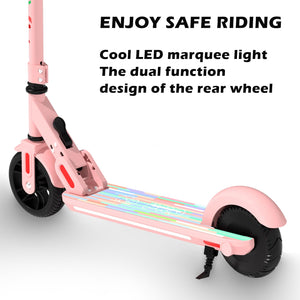 New Upgraded Electric Scooter for Kids Ages 6-12, Foldable Kids Electric Scooter w/Maximum Weight Capacity 110 lbs, Pink.