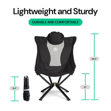 Load image into Gallery viewer, CLIQ EpiQ High Back Camping Chair with Pillow, Portable Folding, Black

