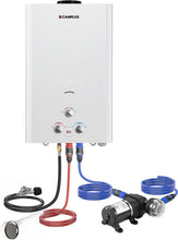 Load image into Gallery viewer, CAMPLUX 4.22 GPM Portable Propane WaterHeater, 110,000 BTU Tankless Outdoor Shower forCamping &amp; RV 3.3 GPM Water Pump &amp; Pipe Strainer,Low Pressure &amp; Quick Setup,BW422P120
