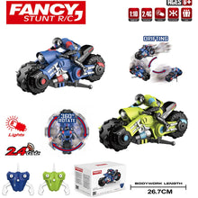 Load image into Gallery viewer, Imports 2.4Ghz RC Motorcycle Remote Control Stunt Drift Bike Racing Vehicle - 1/10 R/C High Speed Cyclone Motorbike (Green)
