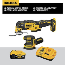 Load image into Gallery viewer, DEWALT 20V MAX Orbital Sander and Oscillating Tool, Cordless Woodworking 2-Tool Set with 5ah Battery and Charger (DCK202P1)
