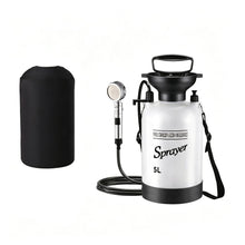 Load image into Gallery viewer, QIYUNI 5L Hand Press Portable Shower, 10 Spray Modes with Removable Hose &amp; Shower Head, No Electric Needed – Ideal for Camping Hiking Travel Beach Garden Pet Shower (Insulation Sleeve 5L)
