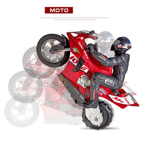 1/6 Scale Remote Control Motorcycle, 2.4GHz RC Dual-Motor Electric Two-Wheel Self-Balancing Motorcycle (Red)