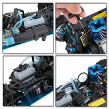 Load image into Gallery viewer, Nitro RC Cars 1/10 Two Speed Nitro Gas Power Car for Adults - Fast Drift 4WD 80KM/H Metal Chassis Gas Off Road Short Course Truck (Blue)
