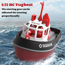 Load image into Gallery viewer, RC Boat, 1/72 RC Tugboat for Pools and Lakes, 2.4Ghz High-Speed Remote Control Boat with LED Lights and Low Battery Alarm for Kids and Adults
