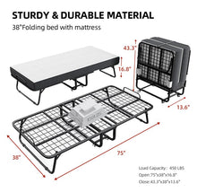 Load image into Gallery viewer, CAIYUN Folding Bed with Mattress and Storage Cover - 75"x38" Twin Size Frame, Portable Rollaway Guest Bed with 5-inch Memory Foam Mattress, Space-Saving Foldable Design for Easy Storage
