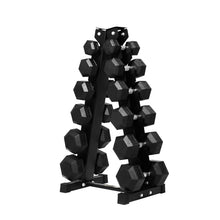Load image into Gallery viewer, RITFIT Rubber Hex Dumbbells Set with Rack, 180-780LB Heavy-Duty Cast Iron Core, Knurled Chrome Handle, Space-Saving Storage Rack for Home Gym Strength Training
