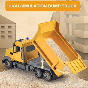 RC Dump Truck Toy for Kids - 6 Channel Remote Control Dump Truck with LED Lights, RC Construction Vehicle Truck Toys