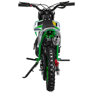 49cc Kids Dirt Bike, 2 Stroke Motorcycle with Off-Road Tires, Dual Disc Brakes, Shock Absorbers, Soft Seat Cushion, Gas Power, Green