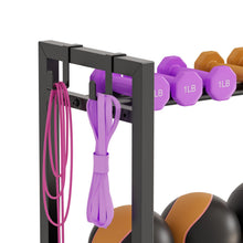 Load image into Gallery viewer, 3-Tier Adjustable Dumbbell Rack Heavy Duty Metal Storage Rack, Dumbbell Weight Rack and Kettlebells Rack, Yoga Mat Organizer, Multi-Purpose Gym Equipment Storage Stand for Home Gym Accessories
