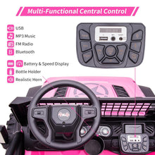 Load image into Gallery viewer, 24V Kids Ride on 2 Seaters Electric Car with Remote Control, 2*120W Motors Battery Powered 20&quot; Extra Large Seats+15.5&quot; XL (Pink)
