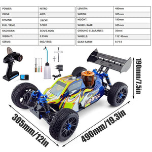 1/8 Nitro RC Truck For Adult 90KM/H 4WD Nitro Gas Powered RC Car 94970 26CXP Engine Fast Speed Remote Control Truck (Green)