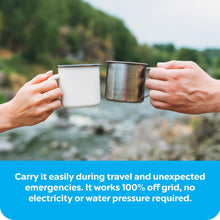 Load image into Gallery viewer, Clearbrook Water Filter 12L, Portable Gravity-Fed System, No Electricity Needed, for Travel, Camping, and Emergency Use, Includes 2 Filters, Serves 3 People, 1.5-Gallon Capacity
