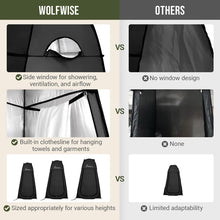 Load image into Gallery viewer, Wolfwise Pop Up Shower Tent for Camping Essentials, Portable Instant Changing Tent with Ventilation Window, Privacy Dressing Room Bathroom Toilet for Beach &amp; Outdoor, Extra Tall, Silver-Black
