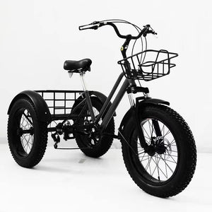 Shopping Exercise Adult Tricycle 7 Speed Three Wheel Fat Tire Bike for Adults Cruise Bike 20 Inch Adjustable Seat Trike Cruiser