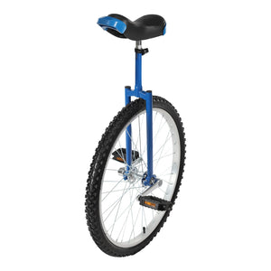 24 Inch Unicycle with Manganese Steel Frame, Leakproof Tire, Adjustable Seat, Curved PU Seat, Mute Bearing, Exercise Bicycle (Blue)