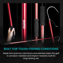 Load image into Gallery viewer, Gaffer Saltwater Fishing Gaff - Fish Gaff Hook - Aluminum Pole - 54" Red
