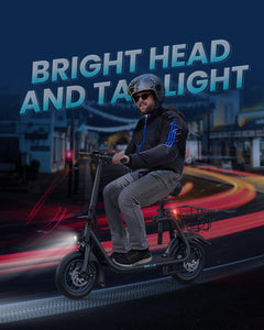 Electric Scooter with Seat, 450W Powerful Motor up to 20 Miles Range, Foldable Max Speed 15.5Mph, Commuter Electric Scooter with Basket