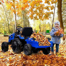 Load image into Gallery viewer, 24V Kids Electric Car, 2 Seater Ride On Car for Kids, Excavator &amp; Bulldozer, Electric Vehicle w/Trailer, Digger, Blue
