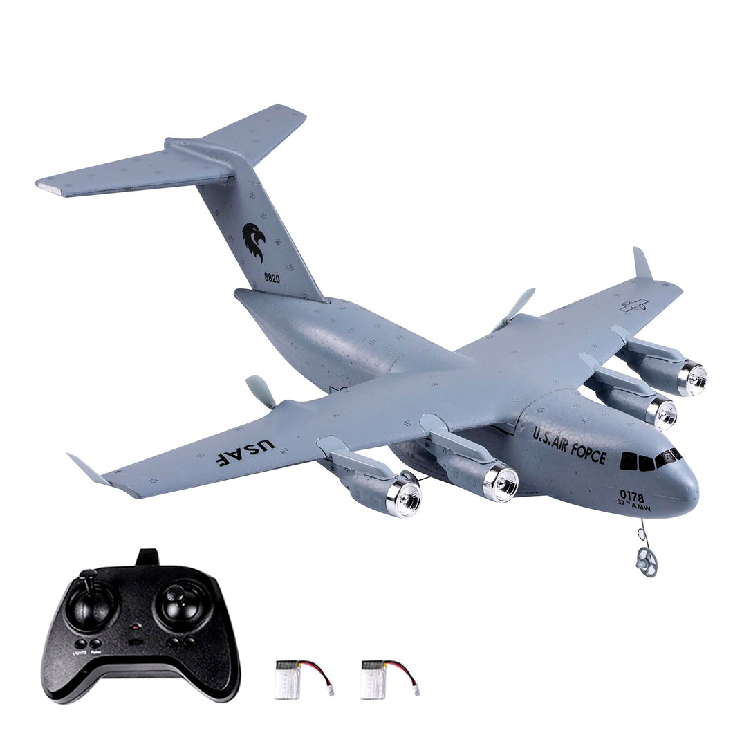 RC Plane Remote Control Airplane, 2 Channels RC Airplane, C-17 Military Transport Aircraft, 2.4GHz EPP Foam Fixed-Wing RC Glider