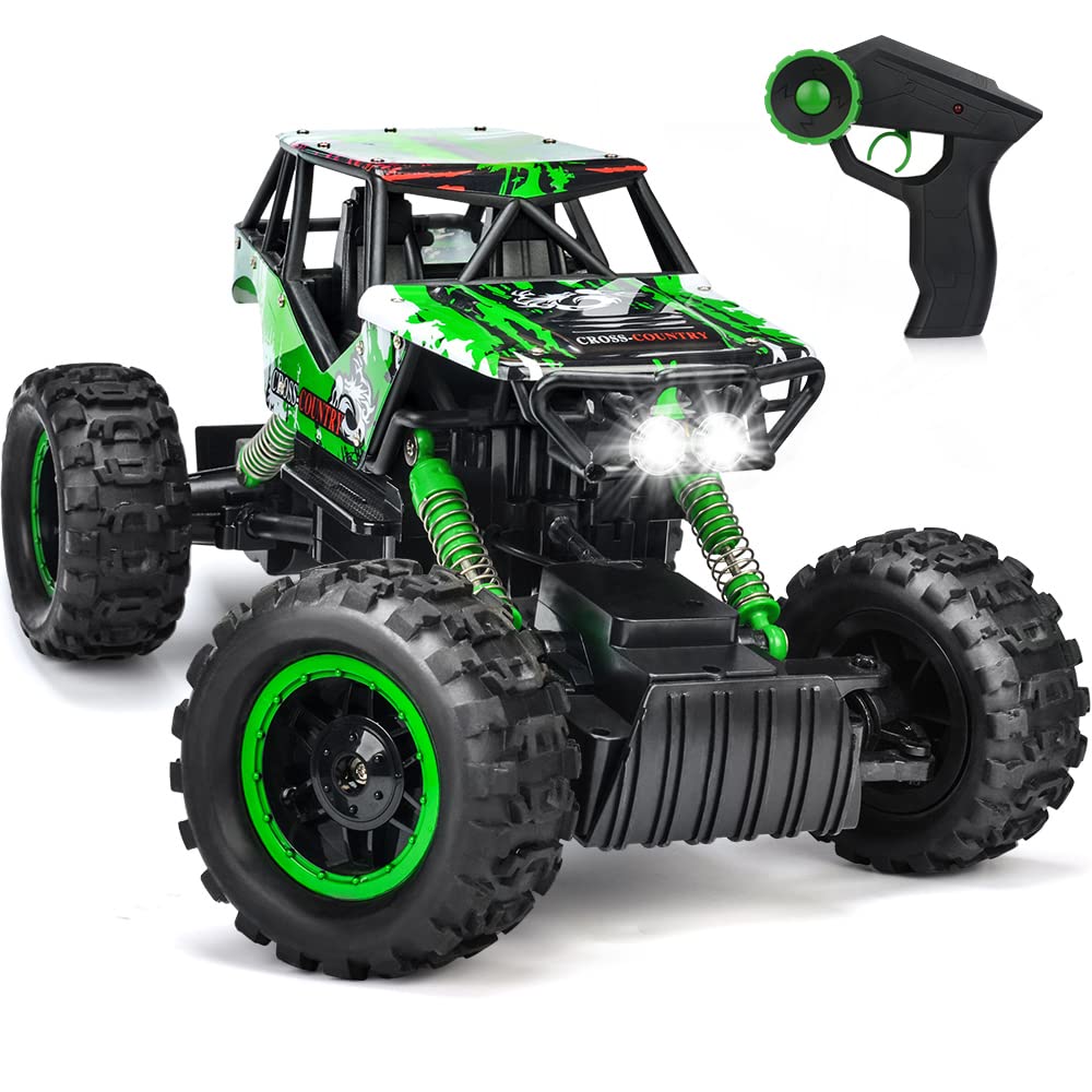 E 1:12 Scale Large Remote Control Car Monster Trucks for Boys with Head Lights 4WD Off All Terrain RC Car