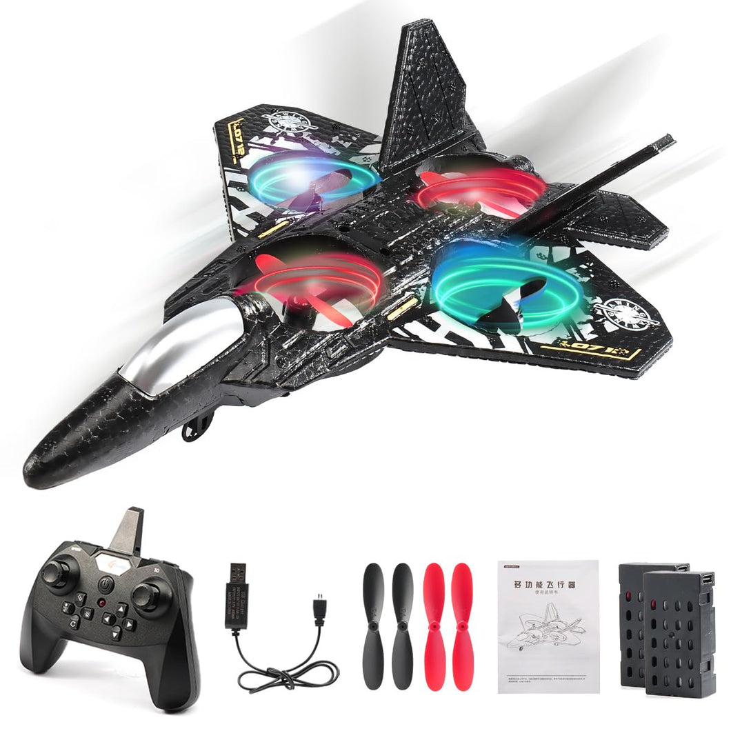 RC Plane Drone Helicopter Quadcopter, RTF 2.4GHz 6-axis Gyro Remote Control Airplane RC Jet Fighter with 3D Flip (Grey)