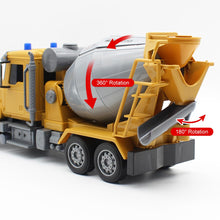 Load image into Gallery viewer, RC Cement Mixer Toy, 6 Channel Truck With Lights, 1:24 Electric 360 Degree Stirring Vehicle, Rechargeable Construction Truck
