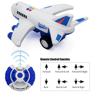 4CH RC Airplane Radio Remote Control Vehicle Car Electric Plane Aircraft Model Toy Music, Light Kids Birthday Gifts (Blue)