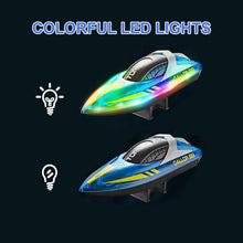 Load image into Gallery viewer, RC Boat with LED Light for Kids, 15KM/H, 2.4G Remote Control Boat with LED Lights, RC Electric Boats for Pools and Lakes

