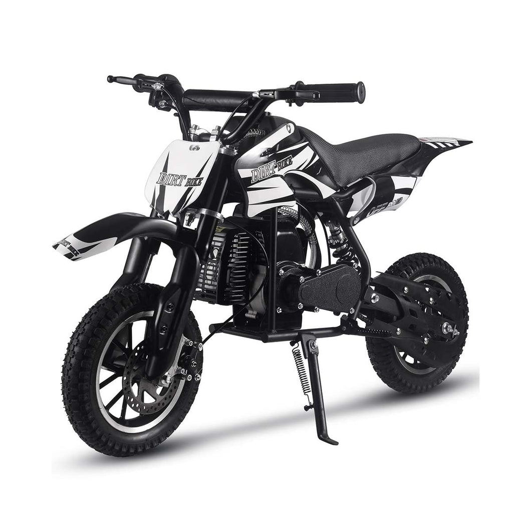 50CC Gas Dirt Bike, Off-Road Mini Bike with 2 Stroke, Motorcross Pocket Bike Push Start, Dual Disc Brake (Black)