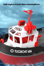 Load image into Gallery viewer, RC Boat, 1/72 RC Tugboat for Pools and Lakes, 2.4Ghz High-Speed Remote Control Boat with LED Lights and Low Battery Alarm for Kids and Adults
