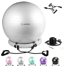 Load image into Gallery viewer, NEUMEE Yoga Ball Chair with 65cm Exercise Ball &amp; 2 Resistance Bands (Grey)
