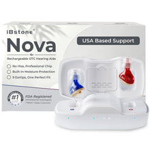Load image into Gallery viewer, iBstone Nova Hearing Aids for Seniors Adults: Superior Sound Quality - Blue and Red
