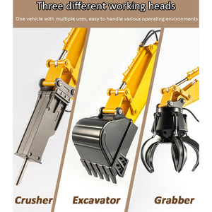 3 in 1 Remote Control Excavator Toy 1/14 Scale RC Excavator, 16 Channel Upgrade Full Functional Construction Vehicles