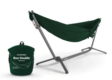 Load image into Gallery viewer, KAMMOK: Swiftlet Portable Stand &amp; Roo Double Pine Green Hammock Set

