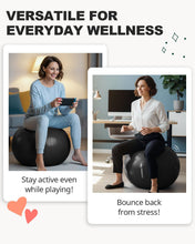 Load image into Gallery viewer, Trideer Yoga Ball for Exercise, Daily Stretching, Pilates, Core &amp; Balance Training, Stability Ball for Pregnancy &amp; Birthing Prep, Physical Therapy, Office Chair for Active Seating, Quick Pump Included
