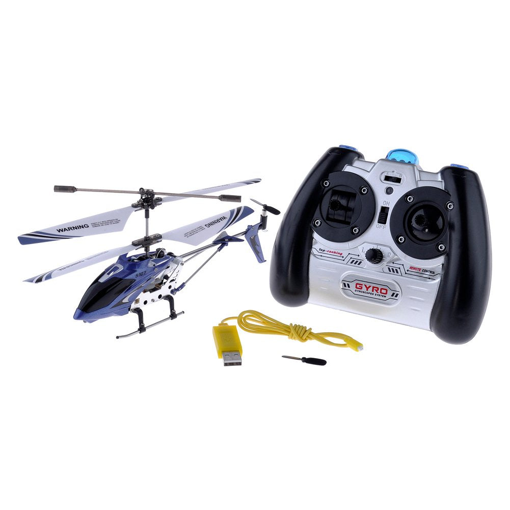S107G 3 Channel RC Helicopter with Gyro, Blue