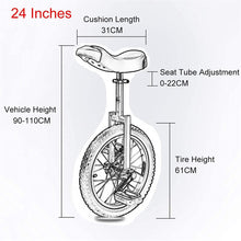 Load image into Gallery viewer, Balance Bicycle Unicycle for Home and Gym Fitness Fun Men&#39;s Unicycle with Skidproof Mountain Tire 24inch Blue 150Kg Load
