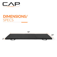 Load image into Gallery viewer, CAP Barbell Folding Exercise Mat – Durable, Anti-Tear, Thick Padding for Fitness, Aerobics, Gymnastics &amp; Home Workouts. 72"L x 24"W x 2"Thick. BLACK
