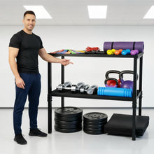 Load image into Gallery viewer, Commercial Heavy Duty Adjustable Dumbbell Stand &amp; Kettlebell Stand, Adjustable Dumbbell Weight Rack, Kettlebell Storage Rack, Weight Rack for Garage/Home Gym/Commercial with Non-Slip Base, Anti-Tip Safety &amp; Space-Saving Design, Weight Capacity 500/600/800

