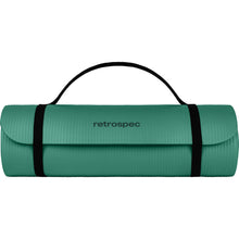 Load image into Gallery viewer, Retrospec Solana Yoga Mat 1" Thick w/Nylon Strap for Men &amp; Women - Non Slip Exercise Mat for Home Yoga, Pilates, Stretching, Floor &amp; Fitness Workouts - Elm Green

