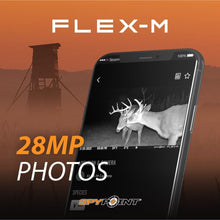 Load image into Gallery viewer, SPYPOINT Flex-M Twin Pack Cellular Trail Cameras - SD Card 2-Pack with LIT-22, Best Hunting Accessories, No WiFi Needed, GPS, Night Vision, IP65 Water-Resistant, 28MP Photos, &amp; 720p Videos + Sound
